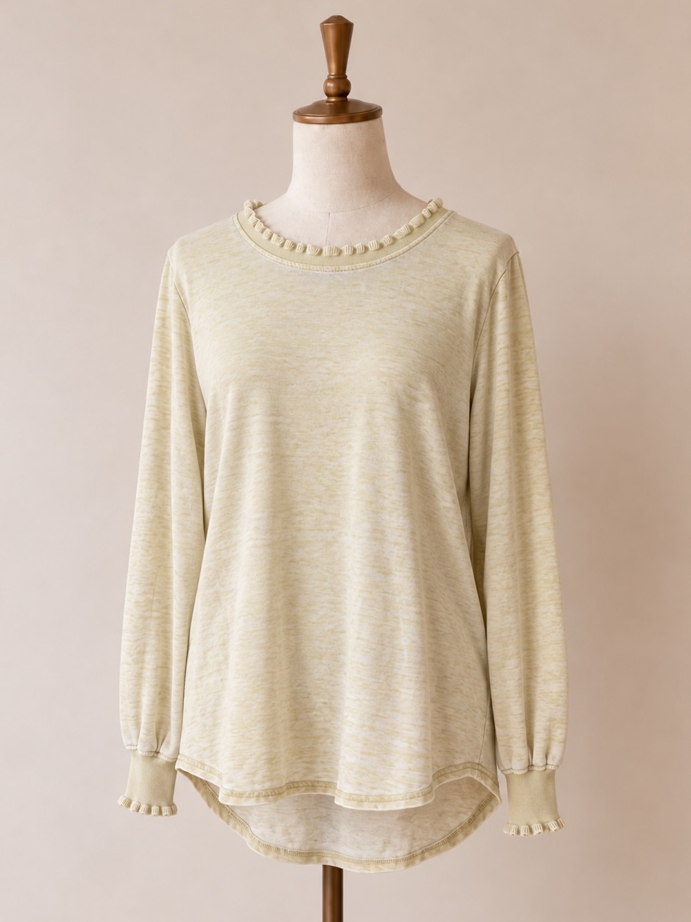 🌼 3/$15 SALE Jane and Delancey Light Yellow Ruffle-Trim Long Sleeve Top